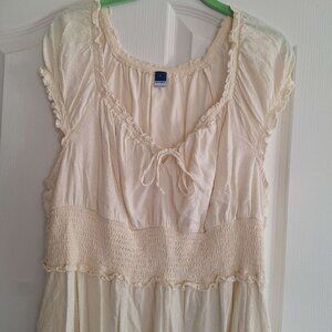 Old Navy Off White Peasant Maxi Dress Puff Sleeves Cottagecore Size Large